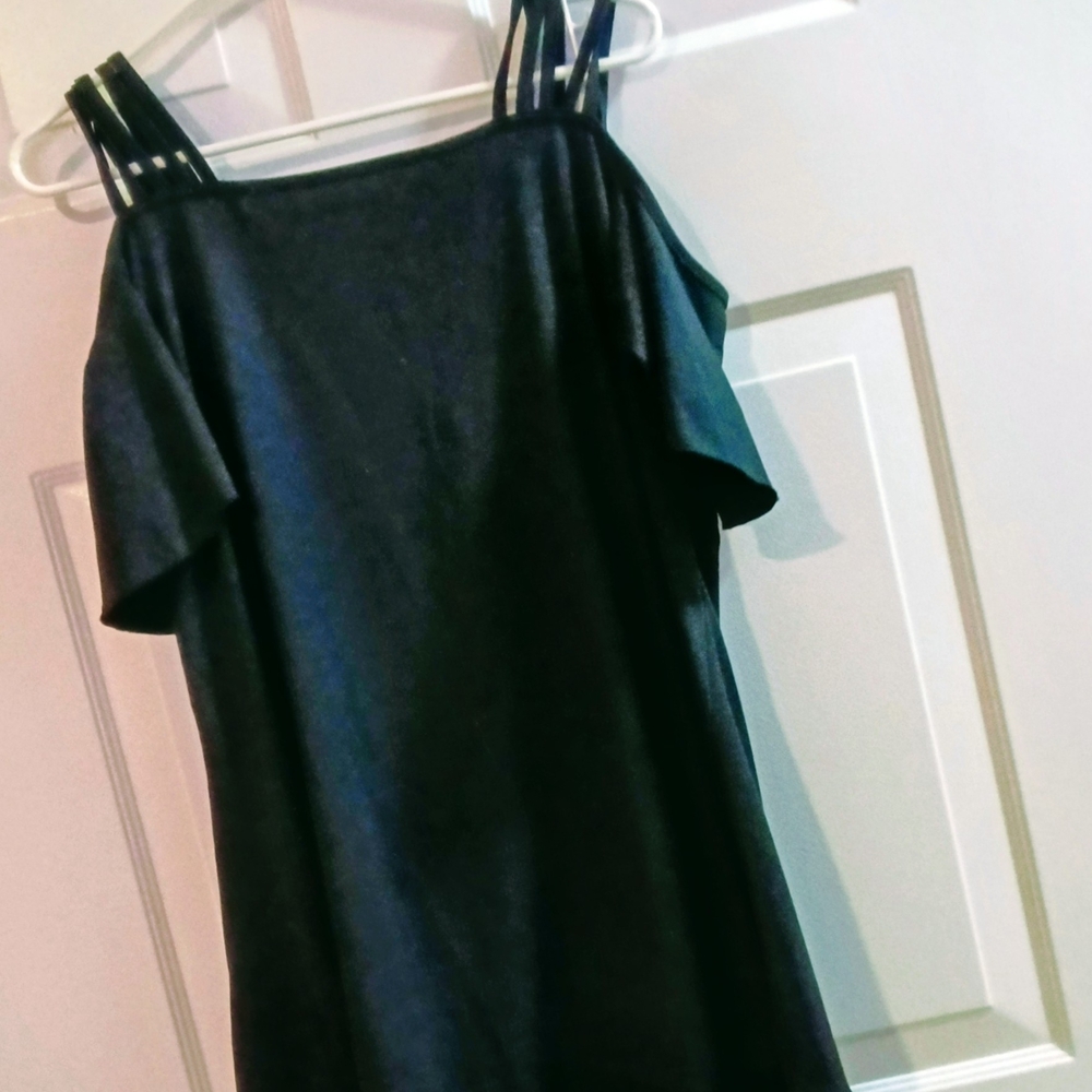 INC International Concepts Black Cold Shoulder Blouse
